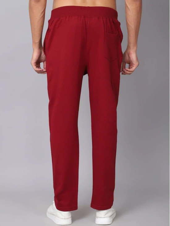 Rodamo  Men Maroon Solid Cotton Slim-Fit Track Pant