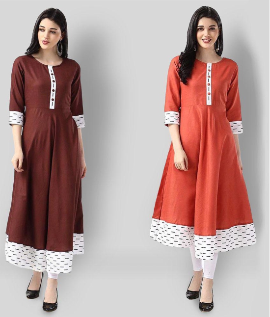 Estela - Multicolor Cotton Women''s Flared Kurti ( Pack of 2 ) - 3XL