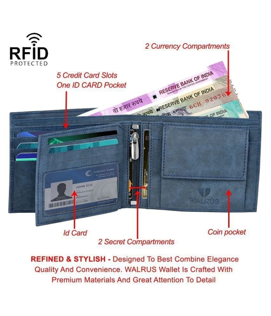 Walrus Faux Leather Blue Casual Regular Wallet