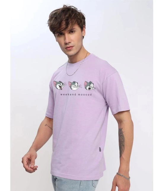 AKTIF Cotton Blend Regular Fit Printed Half Sleeves Mens T-Shirt - Lavender ( Pack of 1 ) - None