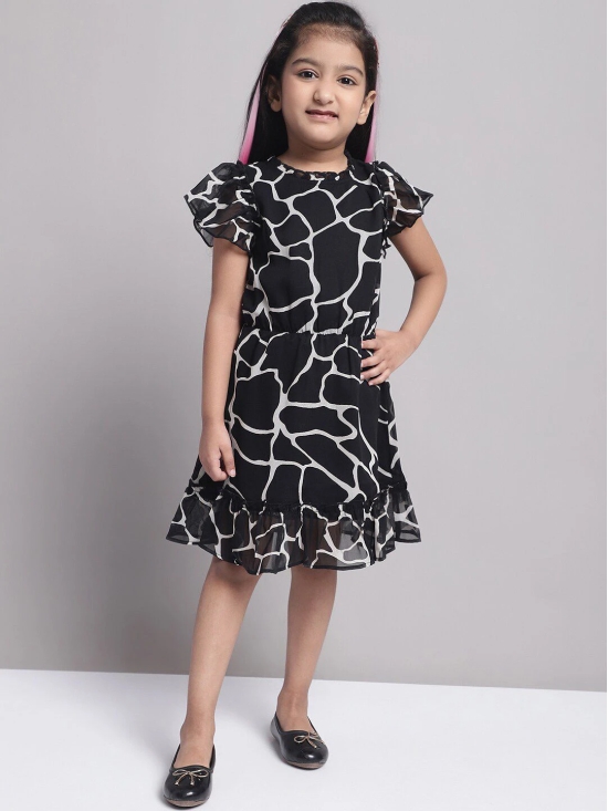 MINI & MING Girls Printed Georgette A-Line Dress