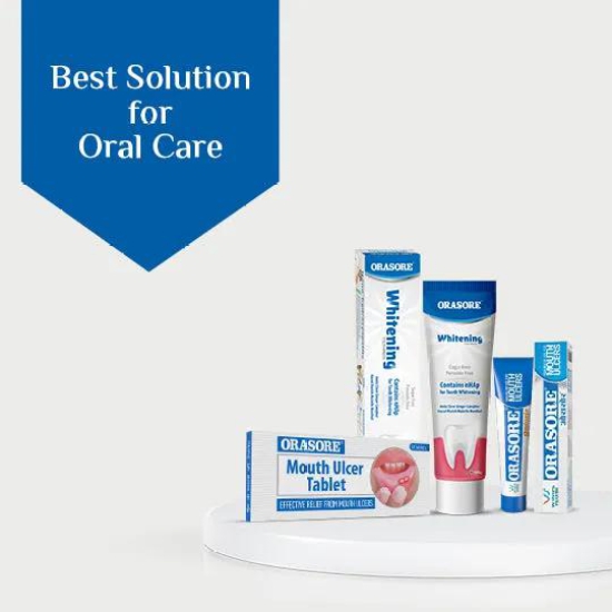 Orasore Perfect Trio Combo | Mouth Ulcer Gel 12g + Mouth Ulcer Tablets (10) with Free Pen + nHAp Whitening Toothpaste 100g