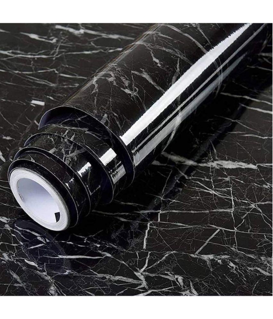 GEEO Black marble design for kitchen foil wallpaper, Wall Sticker ( 200 x 60 cms )