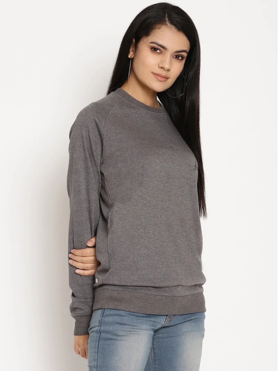 Women Explorer Grey Solid Sweatshirt-XXL