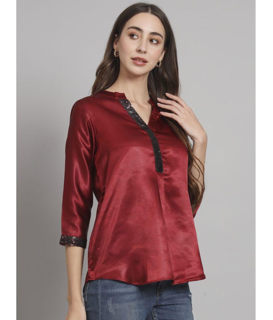 Curvydrobe Maroon Satin Women's A-Line Top ( Pack of 1 ) - None