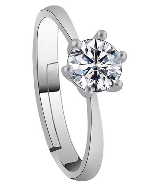 SILVERSHINE Silverplated Elegant LOVE Solitaire His and Her Adjustable proposal Diamond couple ring For Men And Women Jewellery - None