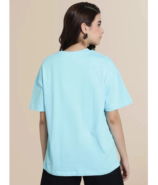 Fabflee Light Blue Cotton Loose Fit Womens T-Shirt ( Pack of 1 ) - None