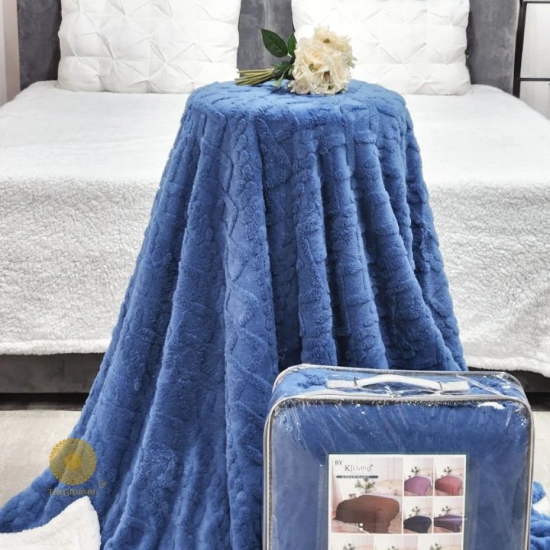 Premium Quality Sherpa Blanket - Double/Single-Double / Blue