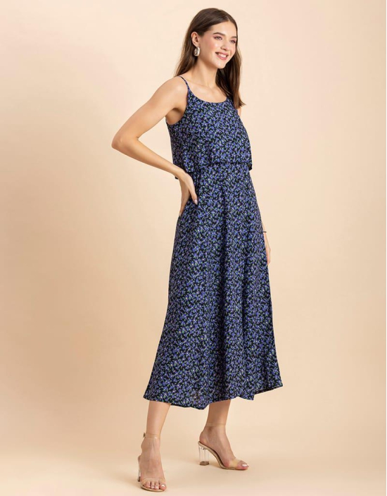 Moomaya Womens Printed Sleeveless Summer Dress, Shoulder Strap Casual Maxi Dress