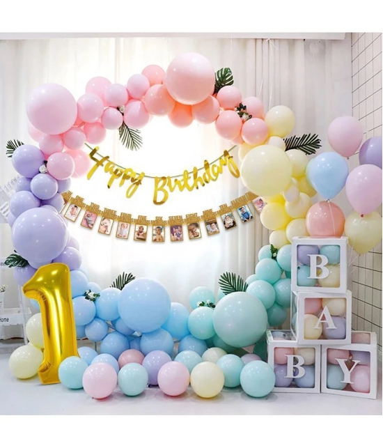 Zyozi Birthday Set,Birthday Decoration Items-Including Happy Birthday Banner,Milestone Banner,Multicolor Balloons,Foil Balloons & Glue dot (Pack of 55) - Multicolor