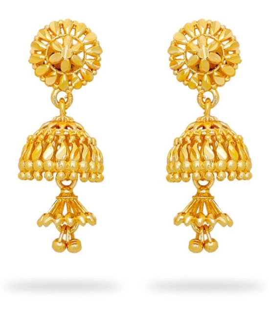 LUV FASHION Golden Jhumki Earrings ( Pack of 1 ) - Golden