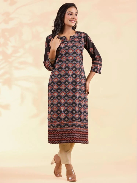 Vbuyz Cotton Printed Straight Womens Kurti - Black ( Pack of 1 ) - None