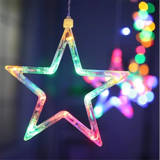 12 Stars Curtain String Lights, Window Curtain Hanging Light