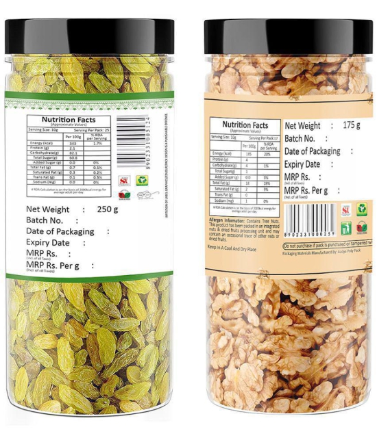 YUM YUM Dry Fruits Combo Pack 500gm Raisins & Walnut Kernels- Kishmish & Akhrot Giri (250g x 2)