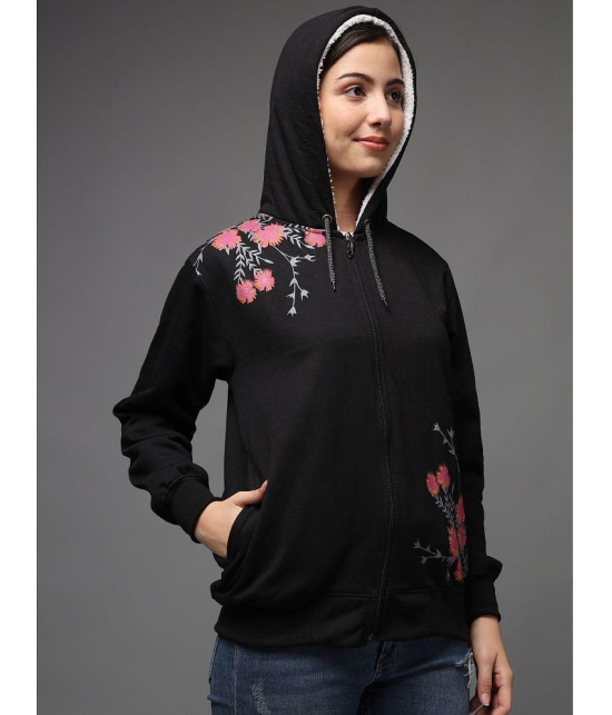 eWools.in Cotton Blend Womens Hooded Sweatshirt ( Black ) - None