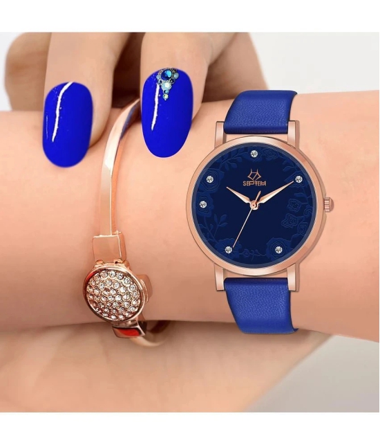 Septem Blue Leather Analog Womens Watch