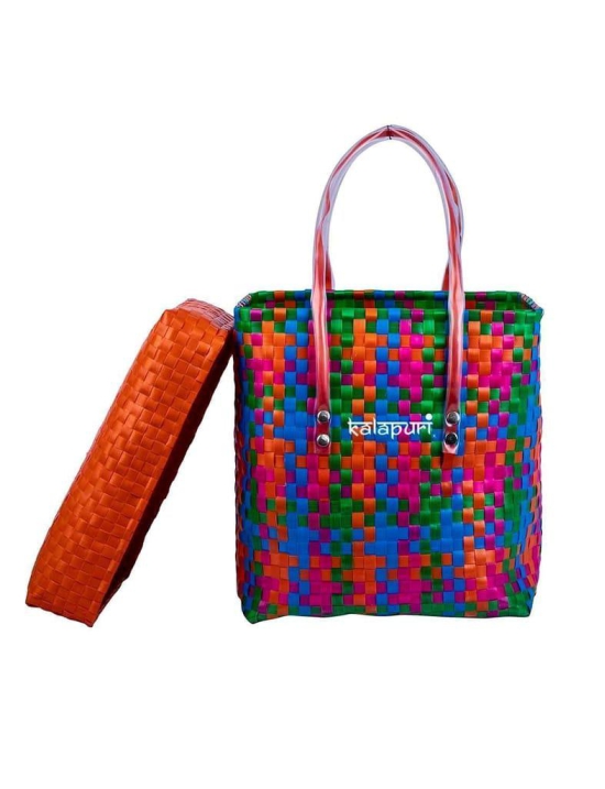 Handcrafted Colourful Basket with lid