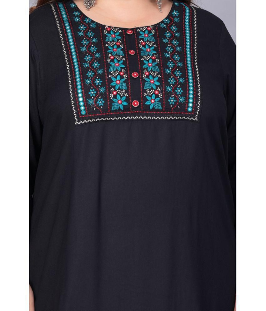 Preksha Rayon Embroidered Straight Women's Kurti - Black ( Pack of 1 ) - None