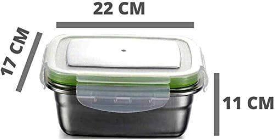 Femora Lunch Box High Steel Rectangle Heavy Duty Airtight Leakproof Unbreakable Storage Container with Lock Lid Lunch Box for Office-College-School, Lunch Box - 2800 ml/gm, Set of 3