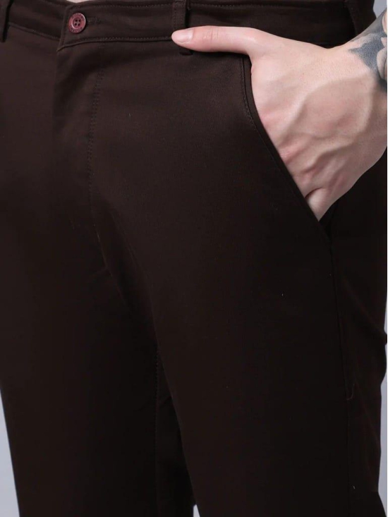 Rodamo  Men Brown Slim Fit Trousers