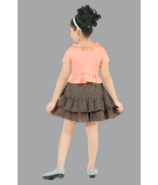 Coxxup Peach Crepe Girls Top With Skirt ( Pack of 1 ) - None