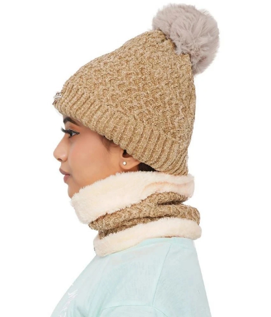 PENYAN Girls Beige Woollen Caps For Winter ( Pack of 1 ) - Beige