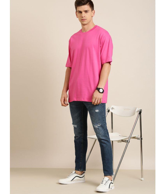 Dillinger - Pink 100% Cotton Oversized Fit Mens T-Shirt ( Pack of 1 ) - None