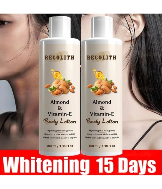 REGOLITH Almond & Vitamin E Body Lotion For Whitening & Brightening Skin, 100 ml (Pack of 2)