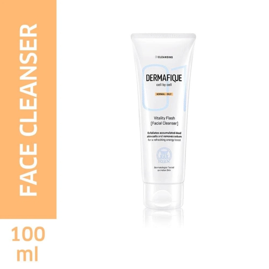 Dermafique Vitality Flash Cleanser: Exfoliates, cleanses pores, removes oil. For normal to oily skin. Orange Zest & Vitamin E. 100 ml.-Dermafique Vitality Flash Cleanser, Exfoliates Dead Cells, C