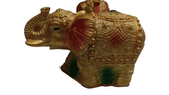 HandCrafted Fabric Un-Breakable | A Pair of Golden Elephants ShowPiece For Home Decor |Office|