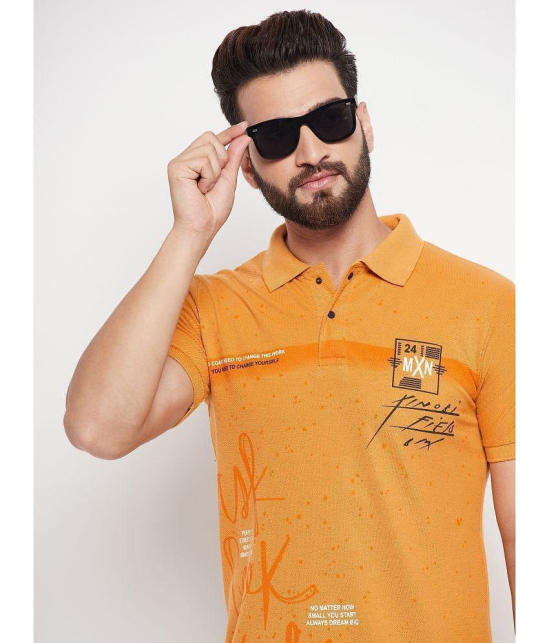 MXN - Mustard Cotton Blend Regular Fit Men's Polo T Shirt ( Pack of 1 ) - None