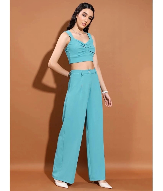 Ketch Sea Green Solid Pant Top Set - None