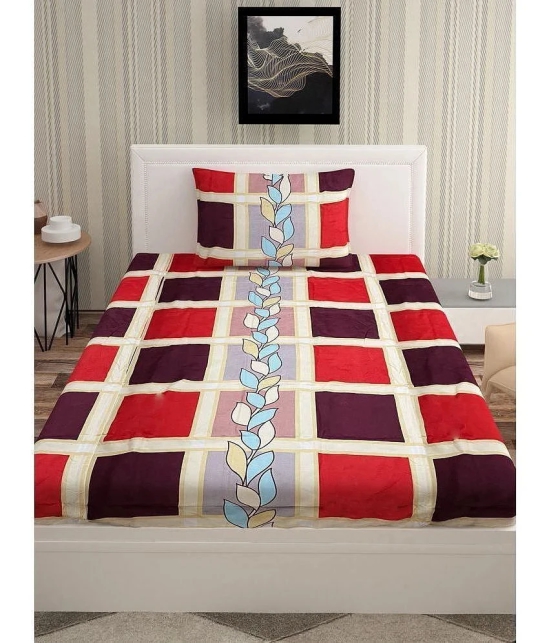 URBAN MAGIC - Red Microfiber Single Bedsheet with 1 Pillow Cover - Red