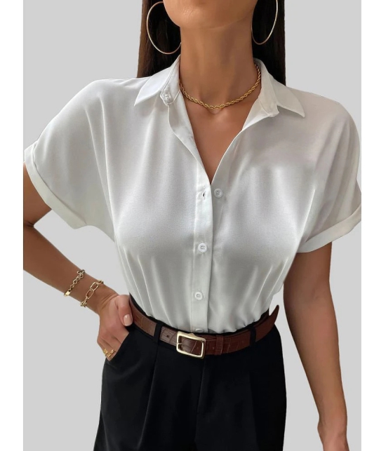 BuyNewTrend - White Rayon Womens Shirt Style Top ( Pack of 1 ) - None