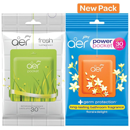 Godrej Aer Power Pocket - Long Lasting Bathroom Fragrance, Floral Delight, 10 g