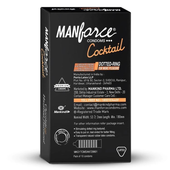 Manforce Cocktail Condoms with Dotted-Rings, Hazelnut & Chocolate Flavoured, 10s