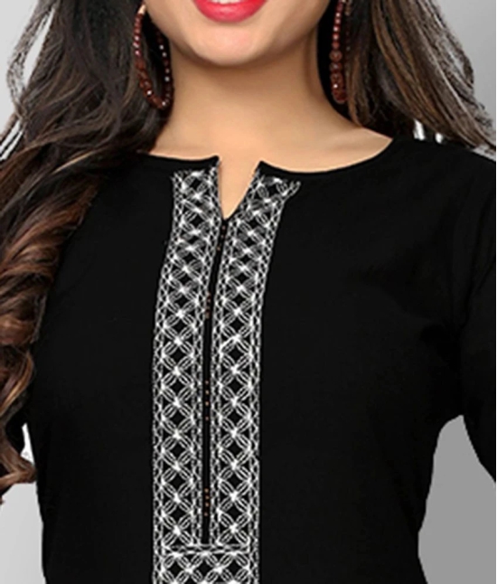 Vbuyz - Black Cotton Womens Straight Kurti ( Pack of 1 ) - L