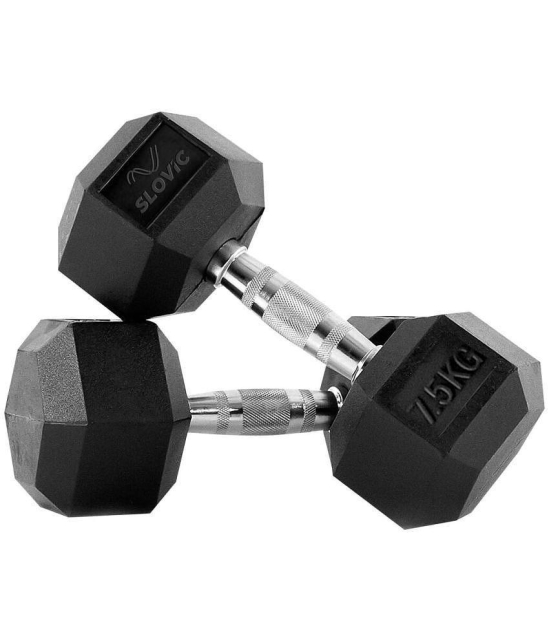 Slovic Rubber 7 Kg Fixed Hex Dumbbell