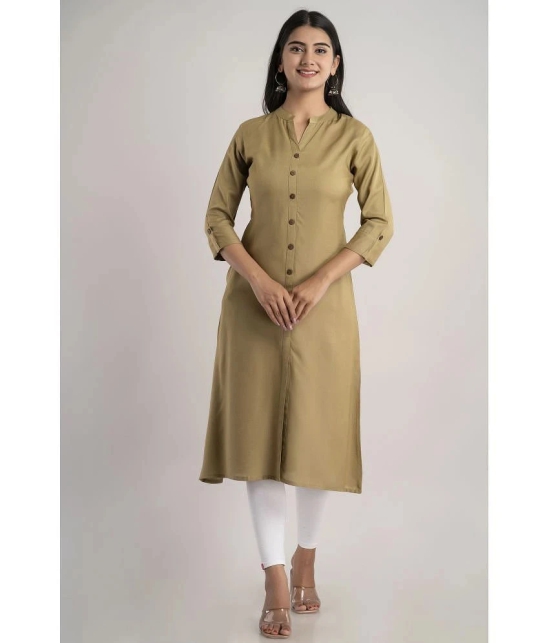 MAUKA - Khaki Rayon Womens A-line Kurti ( Pack of 1 ) - None