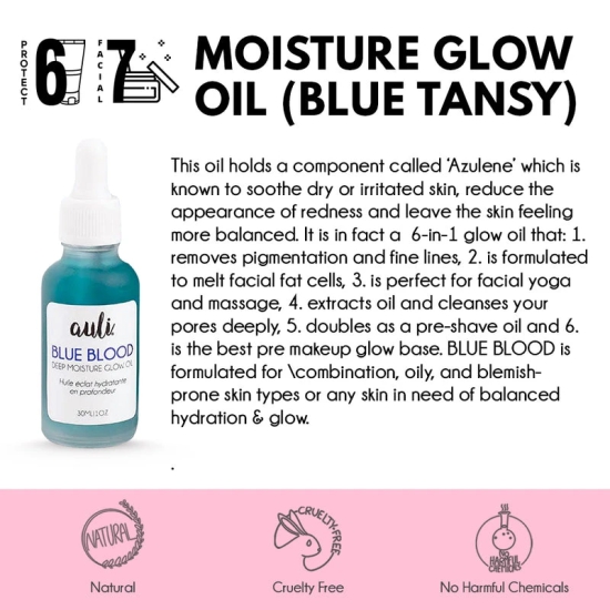 AULI BLUE BLOOD - MOISTURE GLOW OIL BLUE TANSY - 30 ML-AULI BLUE BLOOD - MOISTURE GLOW OIL (BLUE TANSY) - 30 ML