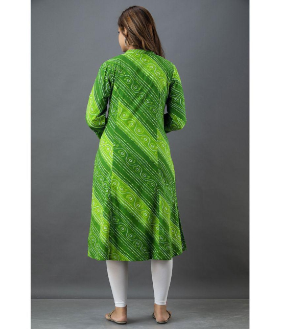 Lee Moda - Green Cotton Women's Front Slit Kurti ( Pack of 1 ) - None