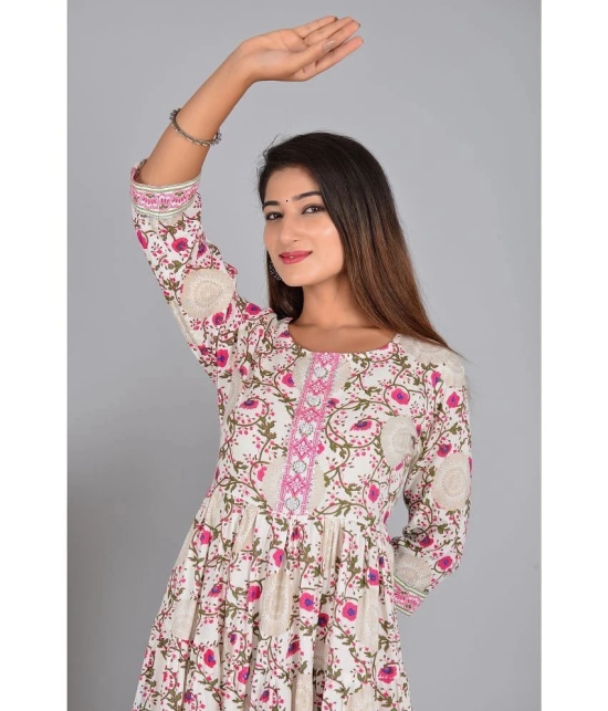 Smien Rayon Printed Anarkali Womens Kurti - Pink ( Pack of 1 ) - None