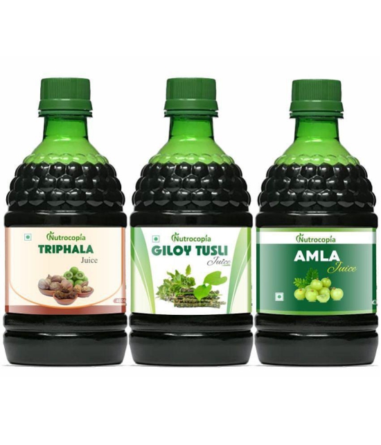 NUTROCOPIA Triphala, Giloy Tulsi & Amla Juice to Relieves Constipation Pack of 3 of 400 ML(1200 ML)