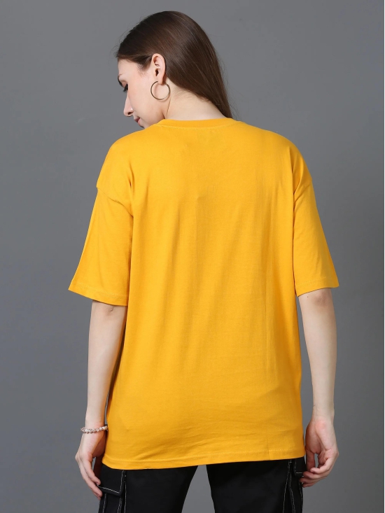 Women Solid Oversized T-Shirt, MUSTARD-L / Mustard