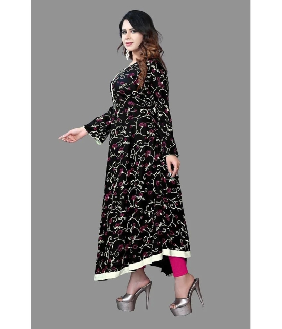 haya fashion - Black Rayon Womens Anarkali Kurti ( Pack of 1 ) - None