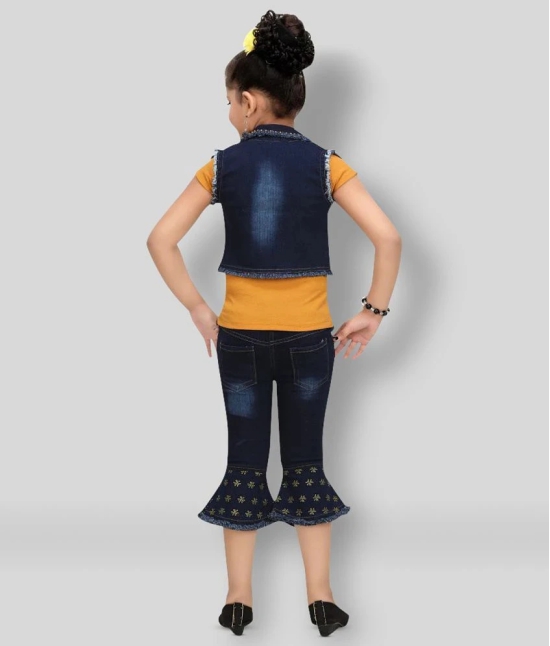 Arshia Fashions - Yellow Denim Girls Top With Jacket With Capris ( Pack of 1 ) - None