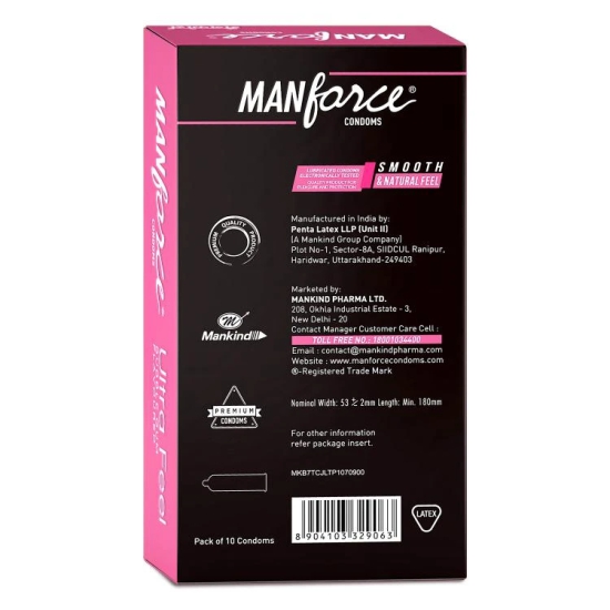 Manforce Ultra Feel Super Thin Bubble Gum Flavoured Condom (with thickness of 0.05mm) 10s