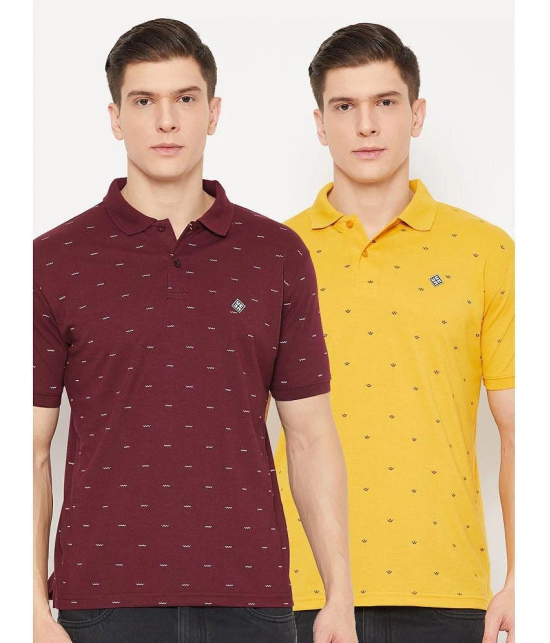 UBX Polyester Regular Fit Printed Half Sleeves Mens Polo T Shirt - Maroon ( Pack of 2 ) - None