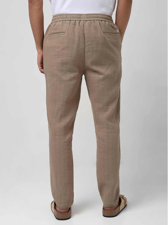 Khaki Relaxed Fit Drawstring Trouser In Cotton