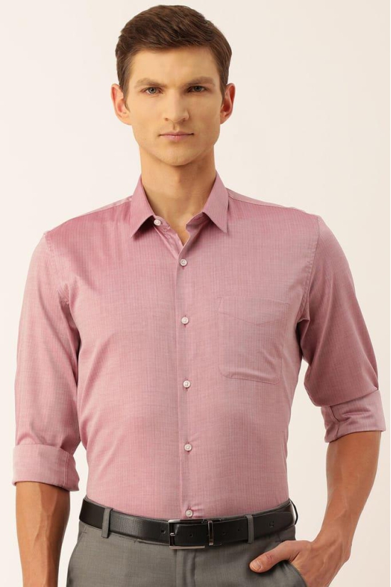 Men Pink Slim Fit Formal Full Sleeves Formal Shirt